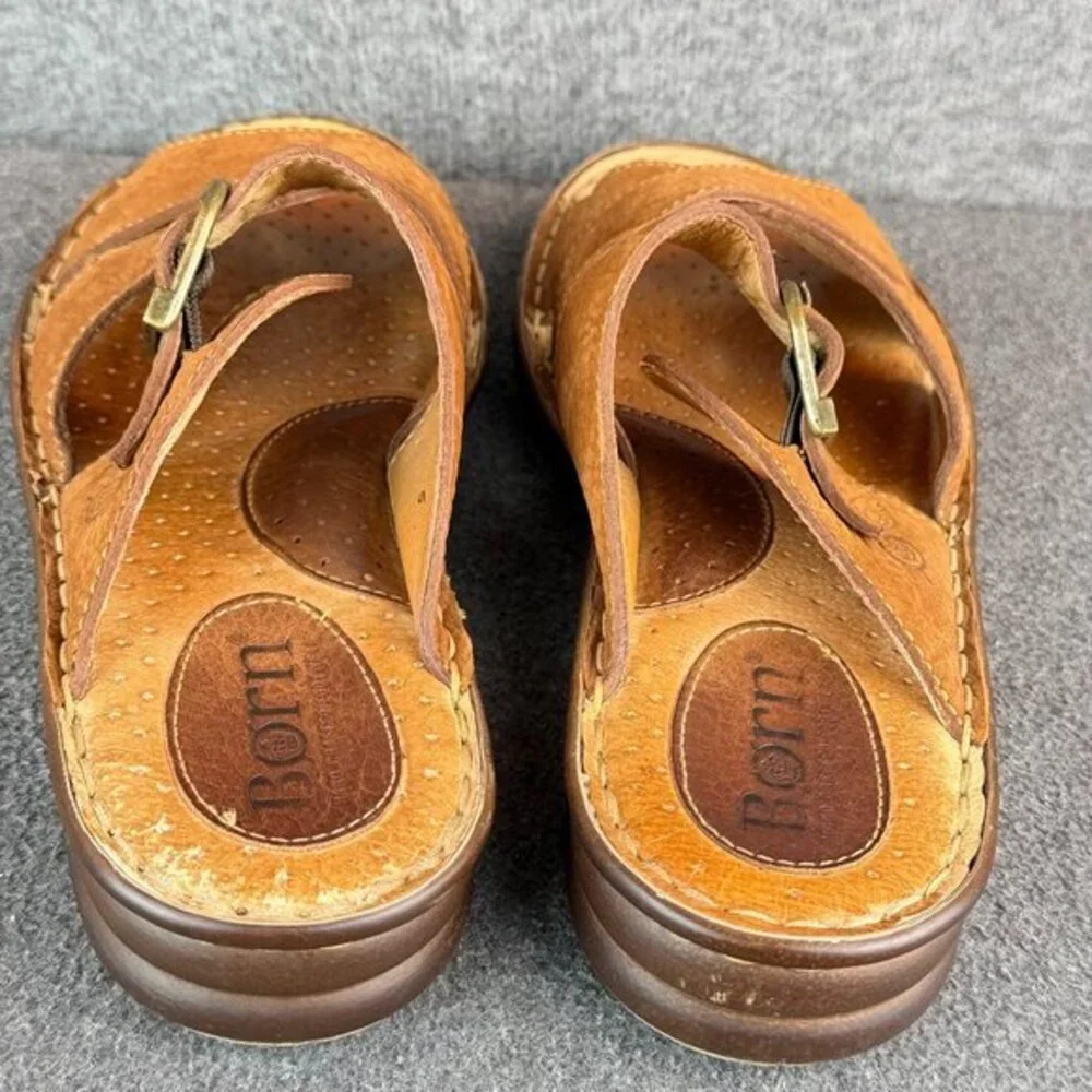 Born Suede Leather Criss Cross Sandals Slides‎ Size 9